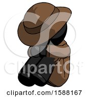 Poster, Art Print Of Black Detective Man Sitting With Head Down Facing Angle Left