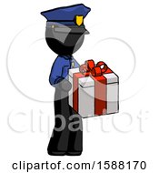 Poster, Art Print Of Black Police Man Giving A Present