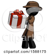Poster, Art Print Of Black Detective Man Presenting A Present With Large Red Bow On It