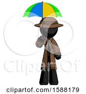 Poster, Art Print Of Black Detective Man Holding Umbrella Rainbow Colored