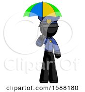 Poster, Art Print Of Black Police Man Holding Umbrella Rainbow Colored