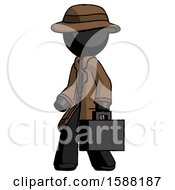 Poster, Art Print Of Black Detective Man Walking With Briefcase To The Left