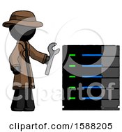 Poster, Art Print Of Black Detective Man Server Administrator Doing Repairs