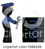 Poster, Art Print Of Black Police Man Server Administrator Doing Repairs
