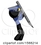 Poster, Art Print Of Black Police Man Stabbing Or Cutting With Scalpel