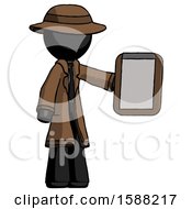Black Detective Man Showing Clipboard To Viewer