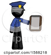 Poster, Art Print Of Black Police Man Showing Clipboard To Viewer