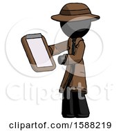 Black Detective Man Reviewing Stuff On Clipboard