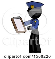 Black Police Man Reviewing Stuff On Clipboard