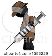 Poster, Art Print Of Black Detective Man Using Syringe Giving Injection