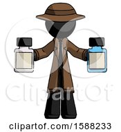 Poster, Art Print Of Black Detective Man Holding Two Medicine Bottles