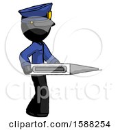Poster, Art Print Of Black Police Man Walking With Large Thermometer