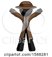 Poster, Art Print Of Black Detective Man Surprise Pose Arms And Legs Out