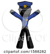 Poster, Art Print Of Black Police Man Surprise Pose Arms And Legs Out
