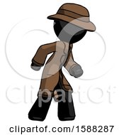 Poster, Art Print Of Black Detective Man Suspense Action Pose Facing Right