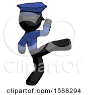 Black Police Man Kick Pose