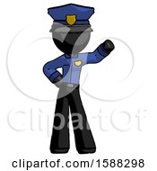 Black Police Man Waving Left Arm With Hand On Hip
