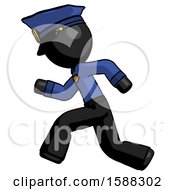 Black Police Man Running Fast Left