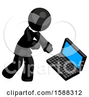 Poster, Art Print Of Black Clergy Man Throwing Laptop Computer In Frustration