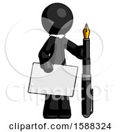 Poster, Art Print Of Black Clergy Man Holding Large Envelope And Calligraphy Pen