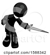 Black Clergy Man Sword Pose Stabbing Or Jabbing