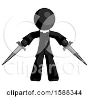 Black Clergy Man Two Sword Defense Pose