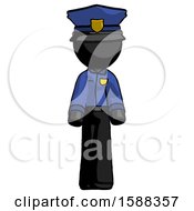 Black Police Man Walking Front View