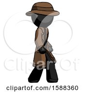 Poster, Art Print Of Black Detective Man Walking Turned Right Front View