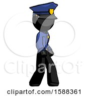 Poster, Art Print Of Black Police Man Walking Turned Right Front View