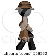 Black Detective Man Walking Right Side View