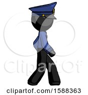Black Police Man Walking Right Side View