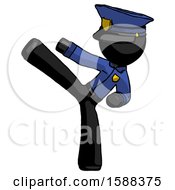Poster, Art Print Of Black Police Man Ninja Kick Left