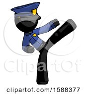 Poster, Art Print Of Black Police Man Ninja Kick Right