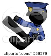 Poster, Art Print Of Black Police Man Flying Ninja Kick Left