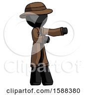 Black Detective Man Presenting Something To His Left