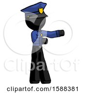 Black Police Man Presenting Something To His Left
