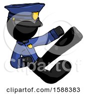 Poster, Art Print Of Black Police Man Flying Ninja Kick Right