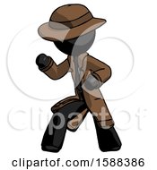 Black Detective Man Martial Arts Defense Pose Left