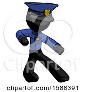Black Police Man Karate Defense Pose Right