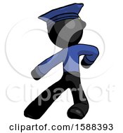 Black Police Man Karate Defense Pose Left