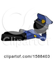 Poster, Art Print Of Black Police Man Reclined On Side