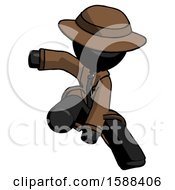 Poster, Art Print Of Black Detective Man Action Hero Jump Pose