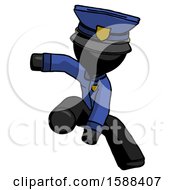 Black Police Man Action Hero Jump Pose