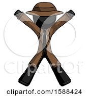 Black Detective Man Jumping Or Flailing