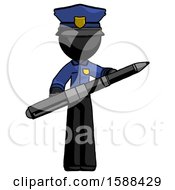 Poster, Art Print Of Black Police Man Posing Confidently With Giant Pen