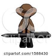 Poster, Art Print Of Black Detective Man Weightlifting A Giant Pen