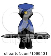 Poster, Art Print Of Black Police Man Weightlifting A Giant Pen