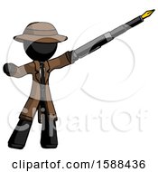 Poster, Art Print Of Black Detective Man Pen Is Mightier Than The Sword Calligraphy Pose