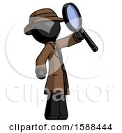 Poster, Art Print Of Black Detective Man Inspecting With Large Magnifying Glass Facing Up