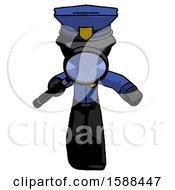 Black Police Man Looking Down Through Magnifying Glass